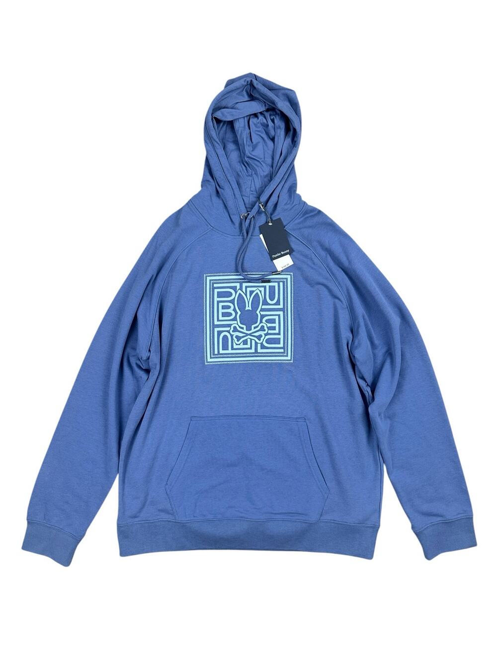 Psycho Bunny Gio Embroidered Pullover Hoodie Gray Blue NWT — Size 2XL